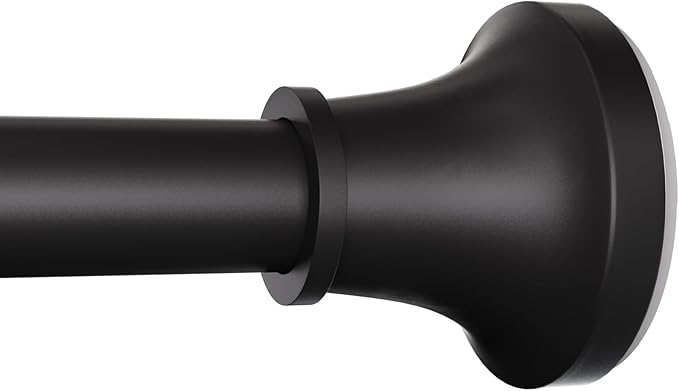 Adjustable Shower Curtain Rod 31-80 Inch, Never Rust Stainless Steel Black Tension Rod, 1" Heavy Duty No-Drill for Bathroom, Kitchen & Closet