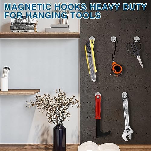 LOVIMAG Magnetic Hooks Heavy Duty 25 Pcs, 50lbs Magnets Hook for Cruise Cabins, Strong Magnets with Hooks for Classroom, Office, Neodymium Refrigerator Magnet for Fridge, Ceiling, Locker