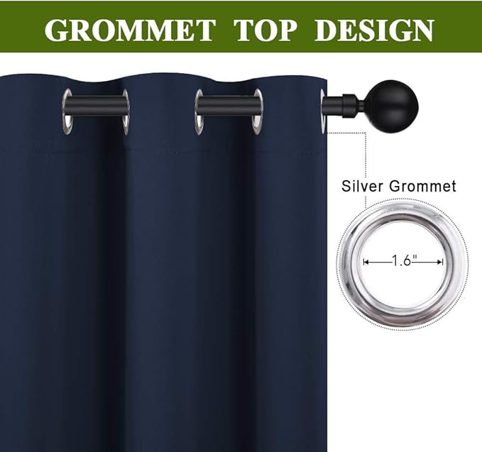 NICETOWN Bedroom Window Blackout Curtain Panel - Thermal Insulated Blackout Drape/Drapery for Loft, Guestroom (Navy, 1 Panel, 70 x 95 inch)