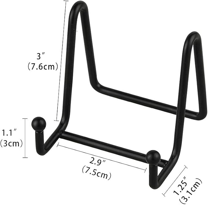 Artliving Plate Stands for Display - Iron Easel Stand Plate Holder Display Stand Picture Frame Stand for Pictures | Photo|Decorative Plate |Dish | Tabletop Art - 3 inch-Black
