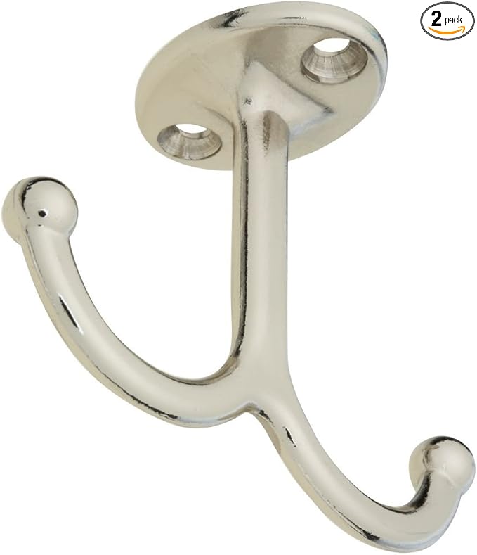 National Hardware N245-837 V165 Undershelf Coat Hooks in Nickel, 2 pack