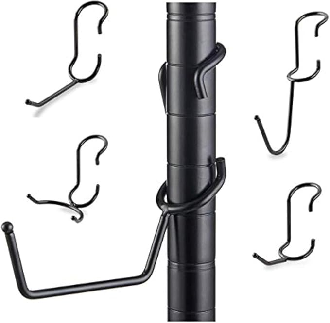 Shelf Pole Hooks | 5-Pack Black 1" Variety Pack Hooks | Snap-On Hanging Hooks for Wire, Metal & Metro Shelving | Heavy Duty Garage, Workshop, Basement & Pantry Storage Hooks