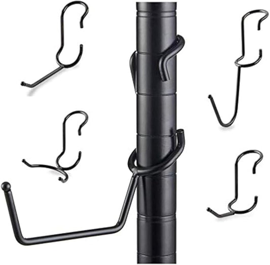 Shelf Pole Hooks | 5-Pack Black 1" Variety Pack Hooks | Snap-On Hanging Hooks for Wire, Metal & Metro Shelving | Heavy Duty Garage, Workshop, Basement & Pantry Storage Hooks
