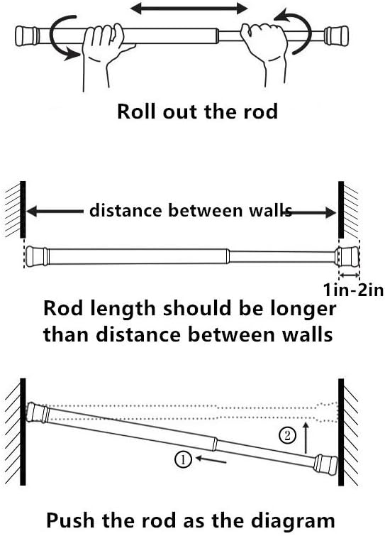 Spring Curtain Tension Rods, 5 Pack Cupboard Bars Tensions Rods 15.7 to 28 Inches Adjustable Extension Rod for Bathroom Window Closet refrigerator bar DIY Projects