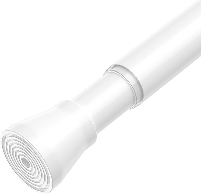 Tension Curtain Rod 30-64 Inch 7/8" Diameter, Adjustable No Drilling White Spring Loaded Curtain Rods for Window, Doorway, Bathroom, Closet, Kitchen, Shower Stall