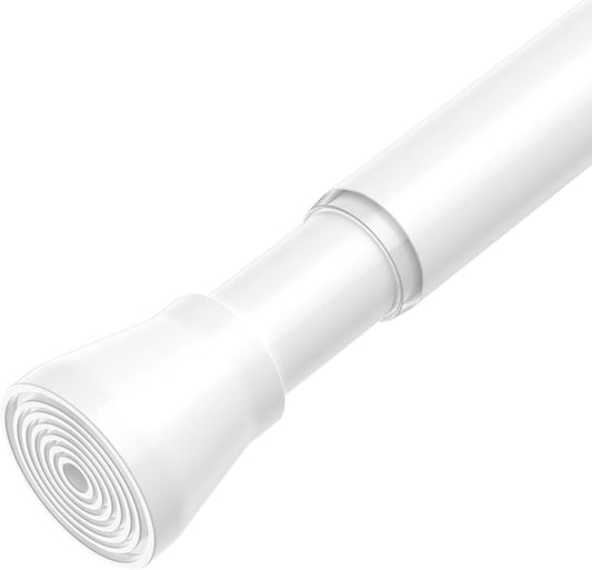 Tension Curtain Rod 28-48 Inch 7/8" Diameter, Adjustable No Drilling Rustproof White Spring Loaded Curtain Rods for Window, Doorway, Bathroom, Closet, Kitchen, Shower Stall