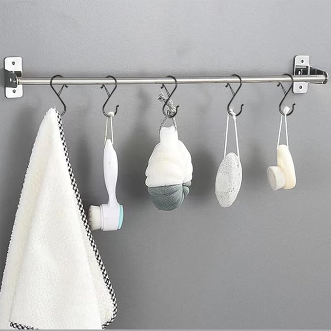 Waitkey 16 Pack S Hooks for Hanging, 3.5 inch Heavy Duty Metal S Hooks with Safety Buckle S Shaped Hooks Pot Rack Closet Hooks for Hanging Plants, Clothes, Kitchen Utensil, Pots, Pans, Bags (Black)