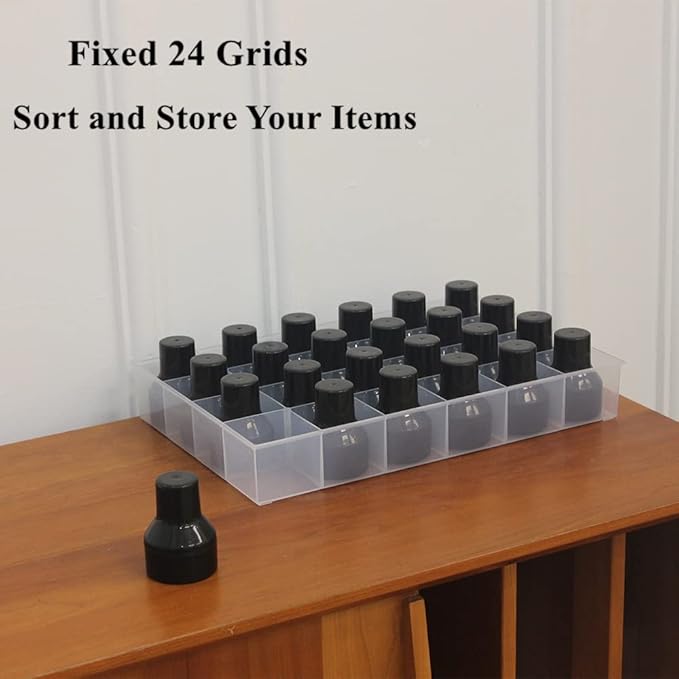 BangQiao 2 Pack Fixed 24 Grids Clear Plastic Organizer Sorting Tray and Transparent Storage Divider Box Container Case for Hardware, Craft, Sewing Kit,Office Supplies, Small Parts