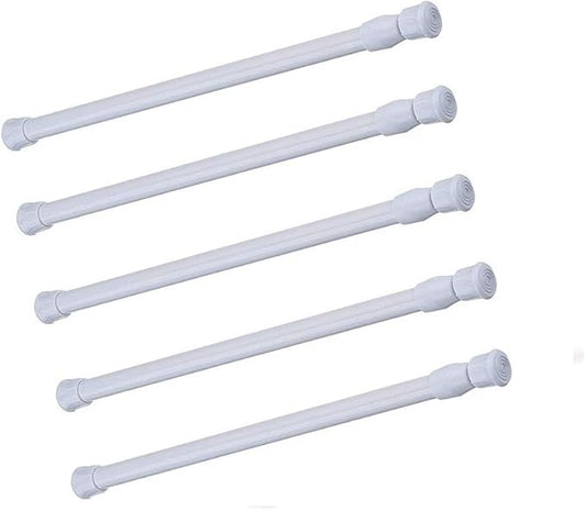 Spring Curtain Tension Rods, 5 Pack Cupboard Bars Tensions Rods 15.7 to 28 Inches Adjustable Extension Rod for Bathroom Window Closet refrigerator bar DIY Projects