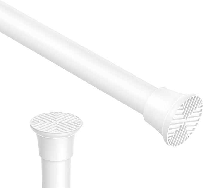 1pack Spring Tension Rods 18-36 Inch Adjustable White Small Tension Rod Extendable Short Curtain Rod Spring Loaded Curtain Rods Tension Rod for Closet,Kitchen
