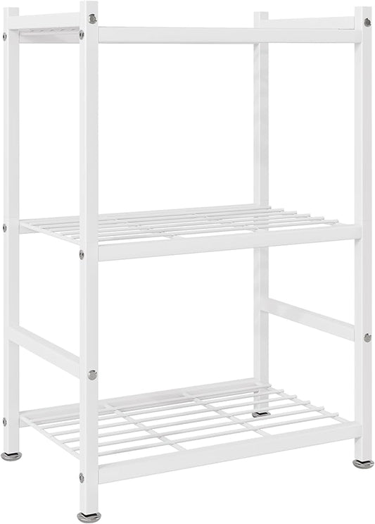 Small Storage Shelves, 3-Tier Metal Shelving Unit with Adjustable Feet, Compact Shelf Organizer for Garage, Kitchen, Pantry and Closet Organization, 17.7" x 11.8" x 29.9",Black