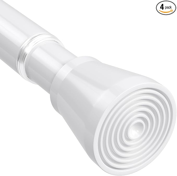 White Tension Curtain Rod 30 to 64 Inch,Adjustable Curtain Rod,Shower Tension Curtain Rod No Drilling,7/8" Spring Curtain Rods for Windows Closet Doorway Door