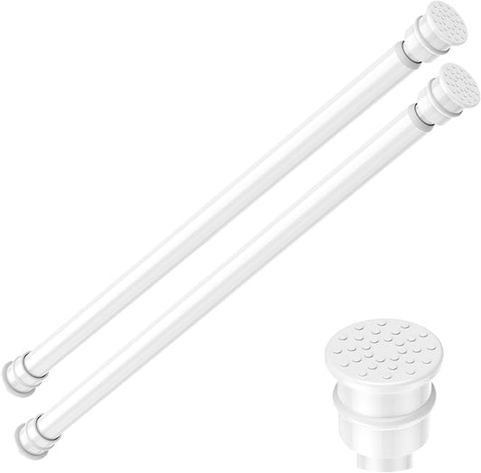 Tension Curtain Rod 17 to 28 Inch Adjustable Tension Rods 2 Pack Expandable Spring Tension Rod White No Drilling for Closet Kitchen Cupboard Wardrobe Door Bookshelf DIY Projects