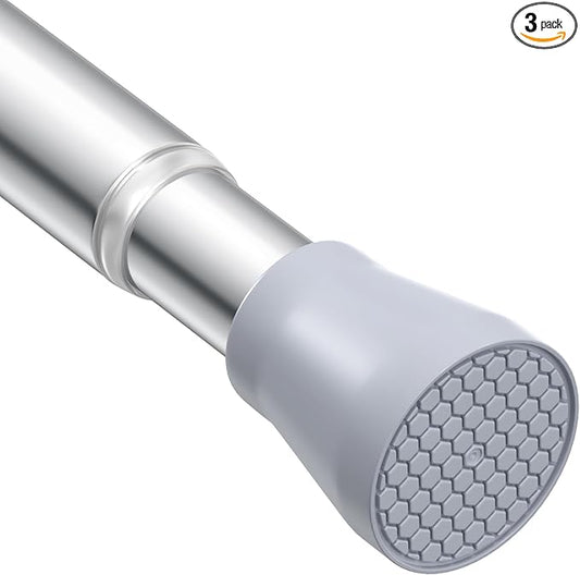Silver Tension Curtain Rod for Windows 28 to 48 Inch,7/8"Small Shower Curtain Rod for Bathroom,Pressure Spring Tension Curtain Rod No Drilling for Closet Doorway Kitchen
