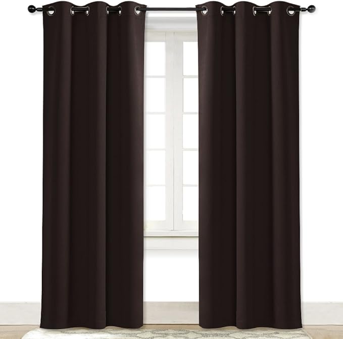 NICETOWN Blackout Curtain Room Darkening Panel Energy Smart Light Blocking Solid Grommet Blackout Curtain/Drape for Patio (1 Piece, 42 inches x 84 inches, Toffee Brown)