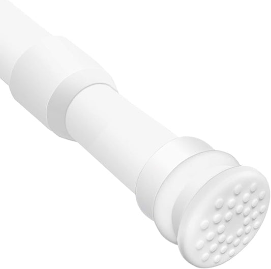Spring Tension Curtain Rod 43-75 Inches White, Adjustable Extension Shower Curtain Rod No Drilling Heavy Duty Window Curtain Tension Rod for Windows, Bathroom, Curtain, Doorways
