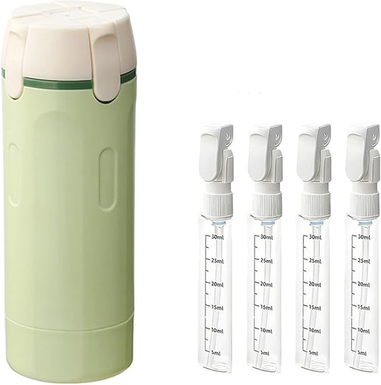 4 in 1 Travel Dispenser, 4 Pack 30ML Travel Bottles with Stickers for Toiletries, Leak Proof Travel Size Containers, Portable for Shampoo Lotion Conditioner Cream Green