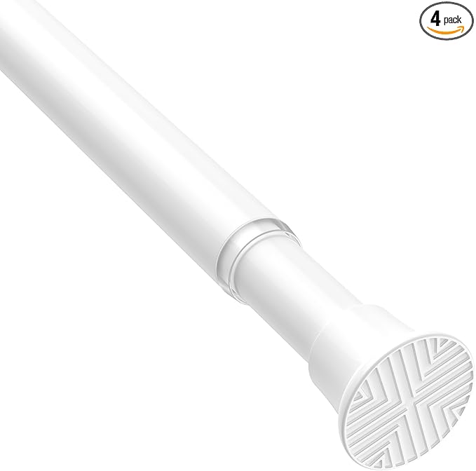 1Pack White Tension Curtain Rods 31 to 62 Inch Small Curtain Rods No Drilling Short Tension Rod Adjustable Spring Curtain Rod for Windows Door Closet Pressure Rod