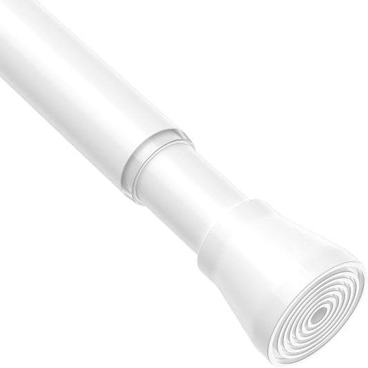 Tension Curtain Rod for Windows 27 to 50 Inch，Spring Tension Rods White Curtain Rods No Drilling Adjustable Spring Rod Extendable Tension Rod for Kitchen, Bathroom, Window, Bookshelf.