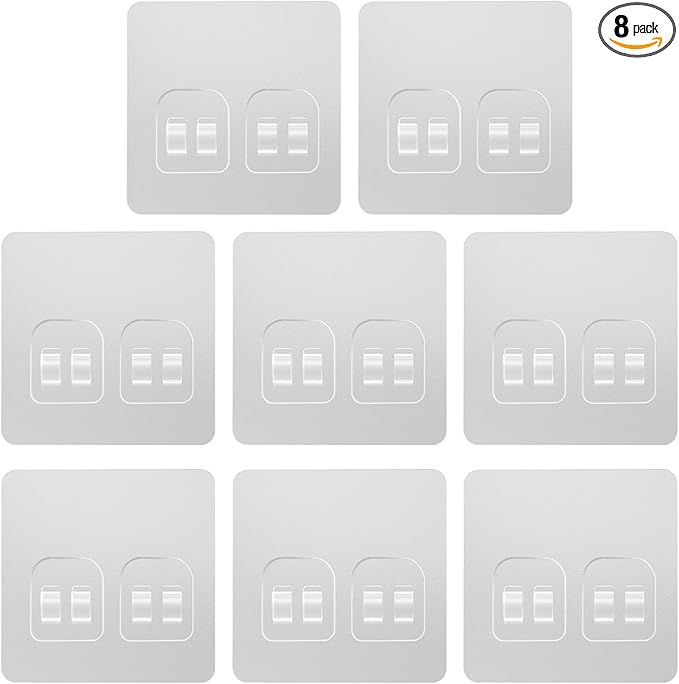 8 Pack Shower Caddy Adhesive Replacement, Strong Adhesive Double Hooks for Shower Shelf, Waterproof Adhesive Hooks, No Drilling, for Bathroom Shelves, Kitchen Racks and Soap Holder