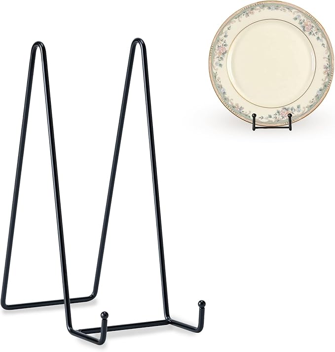 Hoewina Plate Stands for Display, 3 Pack 10 Inch Plate Holder Display Stands, Metal Frame holder stand for Book, Picture, Decorative Plate, Photo and Platter, Tabletop Art
