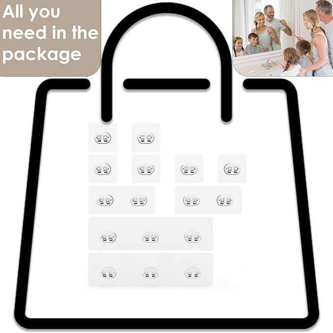 Shower Caddy Adhesive Replacement Stickers, Shower Organizer Adhesive Replacement, Assorted Wire Hook 10 Pack