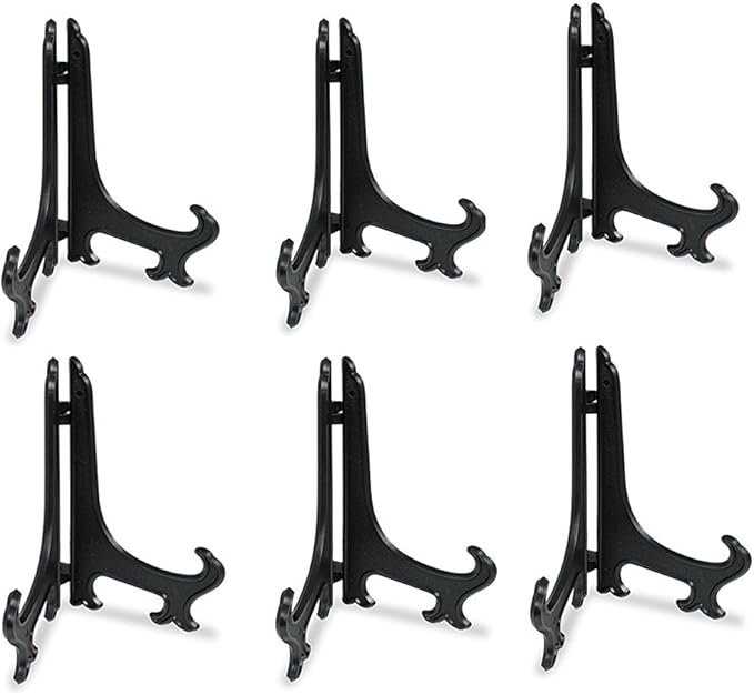 Artliving 10 Inch Black 6pcs/Set Plastic Easels Plate Display Stands Picture Frame Stand Holder