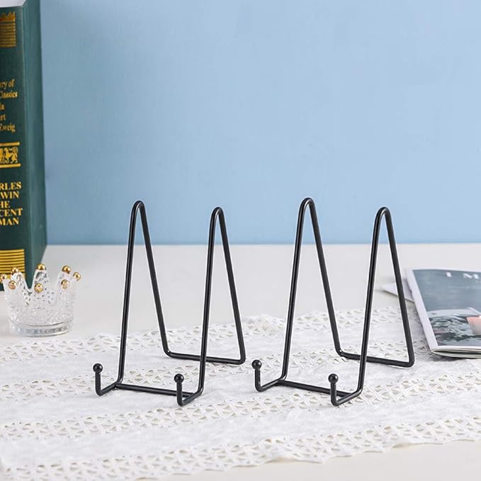 Artliving Plate Stands for Display - Iron Easel Stand Plate Holder Display Stand Picture Frame Stand for Pictures | Photo|Decorative Plate |Dish | Tabletop Art - 6 inch-Black