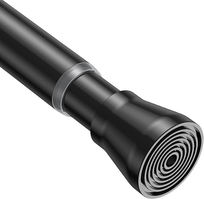 1Pack Black Tension Curtain Rod for Windows 29 to 64 inch, Never Rust adjustable curtain rod tension curtain rods no drilling，7/8 Inch spring loaded curtain rods for Doorway Closet Door