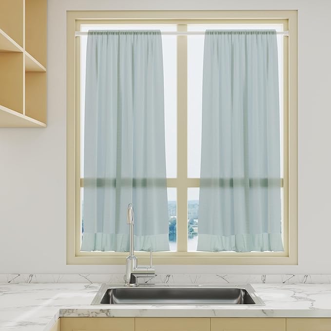 6 Pack White Spring Tension Curtain Rods 28-48 Inches, Spring Loaded Curtain Rods No Drilling, Adjustable Small Tension Rod for Windows Bedroom Bathroom Kitchen Doorway Closet