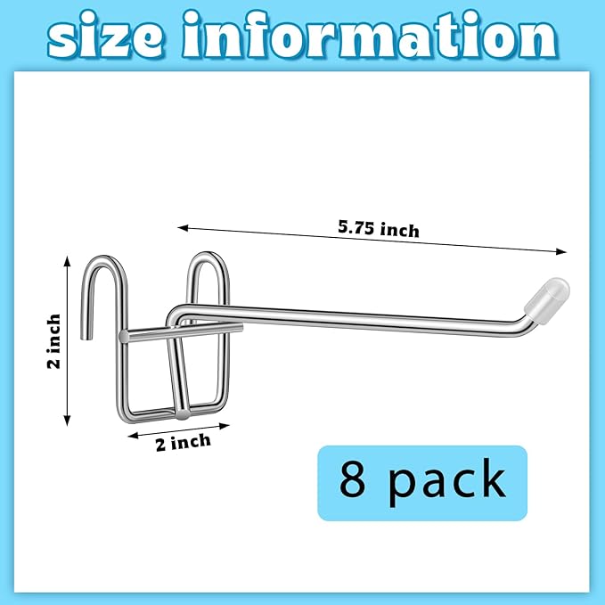 MorningRo 8 Pcs Accessory Hooks for Wire Shelving with Rubber Cover Heavy Duty Metal Hooks for Hanging Kitchen Utensils Wire Shelf Accessories Room Organization (Silver)