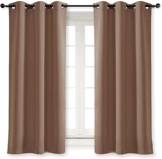 NICETOWN Small Window Blackout Curtain Panel Window Treatment Thermal Insulated Solid Grommet Blackout Drape for Cafe Store (1 Panel, 42 by 63 inch, Cappuccino)