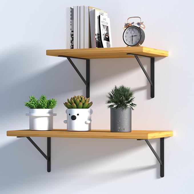 32 Pack L14 x H 10" Black Heavy Duty Shelf Brackets with Screws Metal Shelf Brackets Shelf Support Angle Brackets for Shelves L Brackets Heavy Duty Floating Shelf