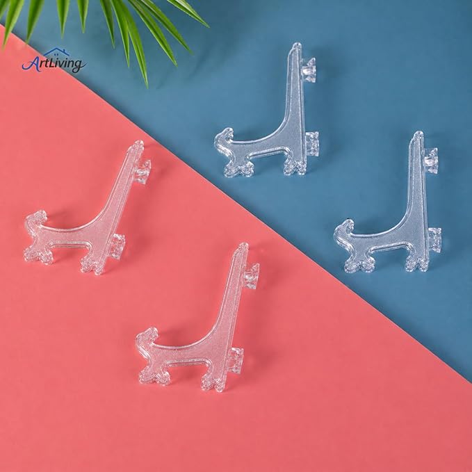 Artliving 4 Inch Clear Plastic Easels or Stand/Plate Holders to Display Pictures or Other Items at Weddings, Home Decoration, Birthdays, Tables (12 Pack)