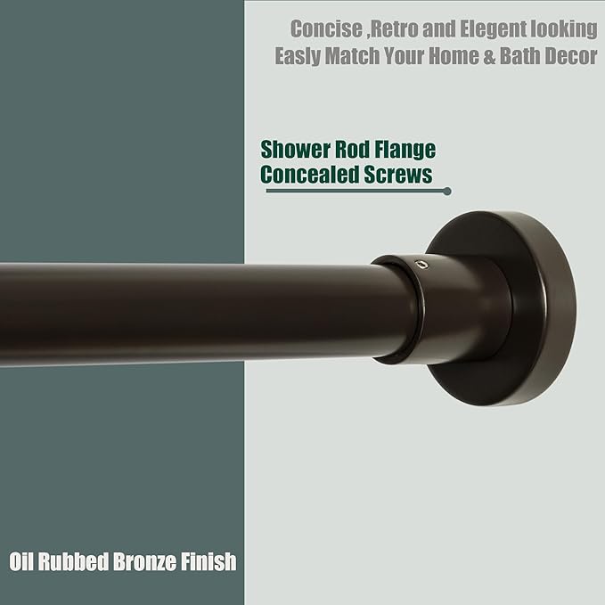 Artiwell Heavy Duty Shower Rod, Adjustable Shower Curtain Rod, Expandable 47-84 Inch, Permanent Mount Shower Rod, Never Rust Stainless Steel For Window Curtain and Closet, Oil Rubbed Bronze