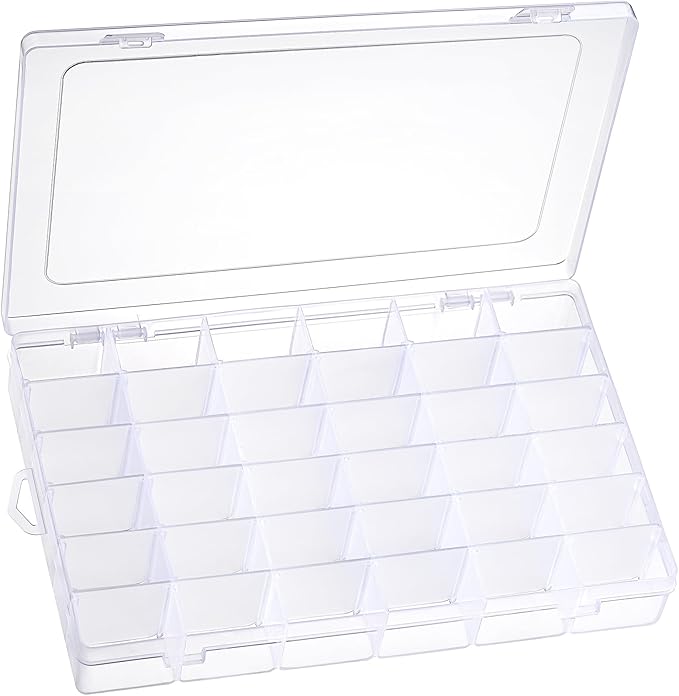1 Pack 36 Grids Clear Plastic Organizer Box with Adjustable Dividers, Small Craft Organizers and Storage, Compartment Container for Bead, Nail, Jewelry, Art, DIY Crafts, Fishing Tackle, Small Items