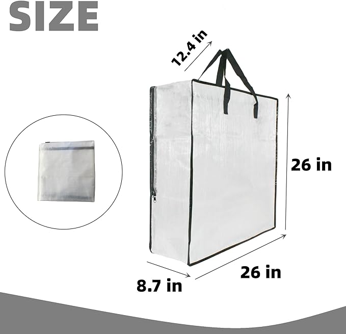 6 Pack Clear Storage Bags with Zipper and Handles, Blanket Bags For Closet Storage, Moving and Packing Supplies for College, Underbed Storage Organizer for Clothes Pillow Bedding Christmas Wreath
