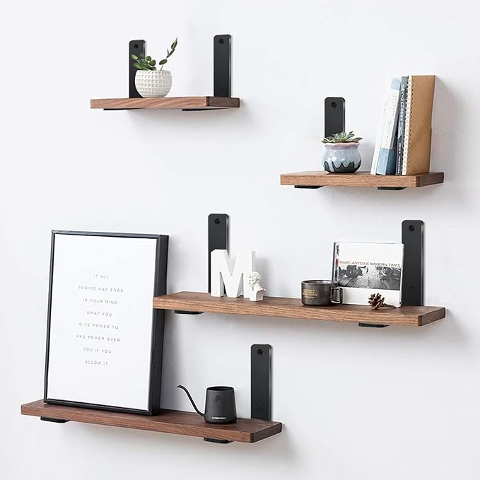 8 Pack - L 6" x H 6" x W1.5, 5mm Thick Black L Shelf Bracket, Iron Shelf Brackets, Metal Shelf Brackets, Floating Shelf, Shelf Supports with Screws