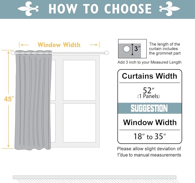 ChrisDowa Blackout Curtains 45 inches Long for Bedroom - Grommet Thermal Insulated Room Darkening Curtains for Living Room (1 Panel, Aqua, 52 x 45 Inch)
