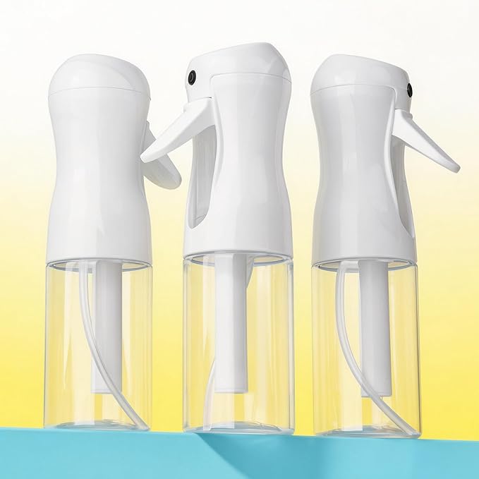 3Pcs Continuous Spray Bottles For Hair,Ultra Fine Mister for Hair Styling, Plants, Cleaning, Salon, Misting & Skin Care (200ml Clear*3)