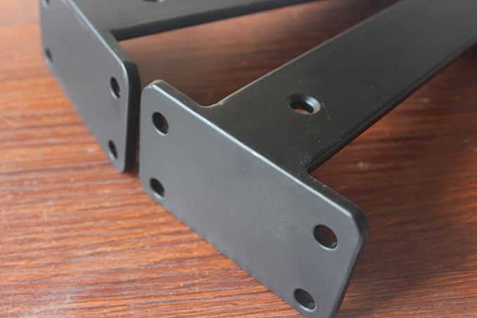 10 Pack - 8 inch Black Hidden L Shelf Bracket (1/5 Inch Thicked) Iron Floating Shelf Brackets Rustic Industrial Metal Brackets for Shelf Support