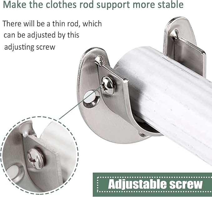 Cosweet 6 Packs Stainless Steel Closet Pole Sockets- Closet Rod End Supports, Flange Set Rod Holder with Screws for Easy Installation&Quick Removal (U Shaped)
