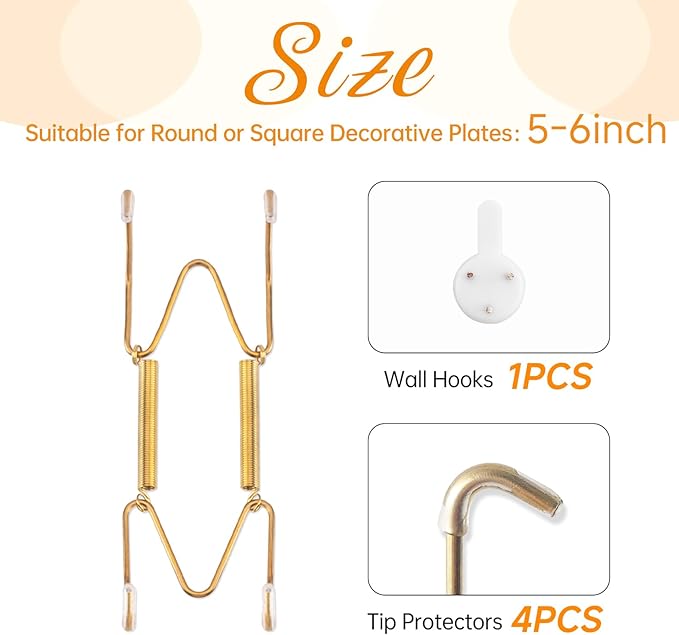 Bilillo Plate Hangers for The Wall, Suitable for 5-6 inch Decorative Plate, Stainless Steel Invisible Heavy Duty Wire Plate Holder with Wall Hooks, Plate Hangers for Displaying Plates
