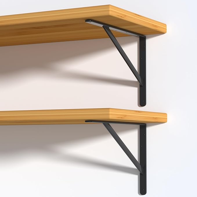 32 Pack L16 x H 10" Black Heavy Duty Shelf Brackets with Screws Metal Shelf Brackets Shelf Support Angle Brackets for Shelves L Brackets Heavy Duty Floating Shelf