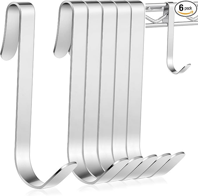 Yaocom 6 Pcs J Hook for Wire Shelving 3.6 Inch Large Heavy Duty Metal Shelf Hooks for Wire Shelves Racks Closet Shelving Accessories
