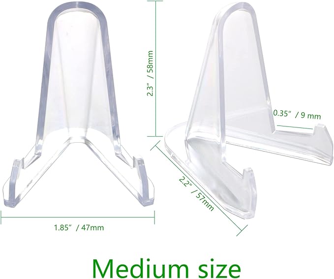 LRANFOW 36 Pack Thickened Card Display Stand Sports Card Holder Small Easel Stand for Challenge Coin Graded Card Sports Card Trading Card PSA Card Baseball Card, 2.3 Inch Tall Clear
