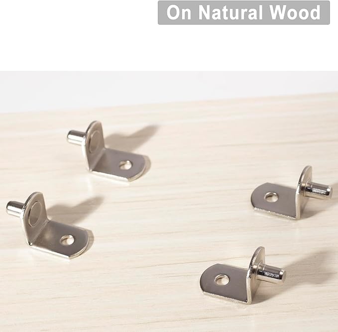 SDTWZW 5mm Shelf Pegs L-Shaped Cabinet Support Pins Bracket Style Clips for Bookcase Kitchen Closet Shelves Holders,16 PCS Nickel Plated Silver
