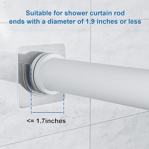 12 Pack Shower Rod Holder with Strong Adhesive, Shower Curtain Rod Holder No Drilling, Shower Bar Holder,Tension Curtain Rod Bracket Large