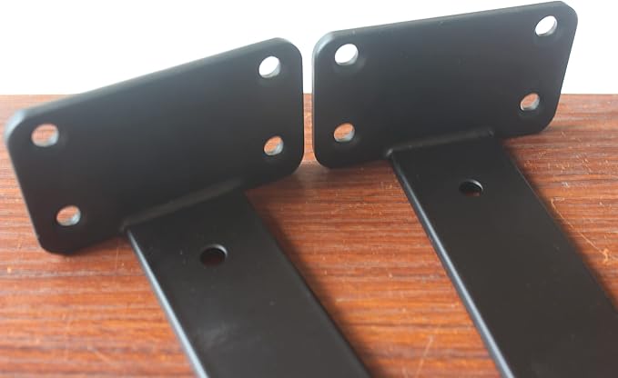 10 Pack - 8 inch Black Hidden L Shelf Bracket (1/5 Inch Thicked) Iron Floating Shelf Brackets Rustic Industrial Metal Brackets for Shelf Support