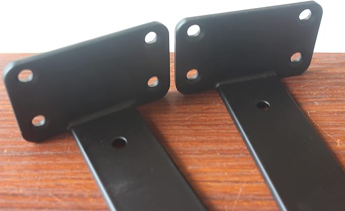 16 Pack - 5 inch Black Hidden L Shelf Bracket (1/5 Inch Thicked) Iron Floating Shelf Brackets Rustic Industrial Metal Brackets for Shelf Support